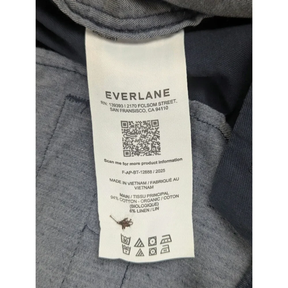 Everlane Barrel Leg Trousers Pants Blue Organic Cotton High Rise Capsule Size 12